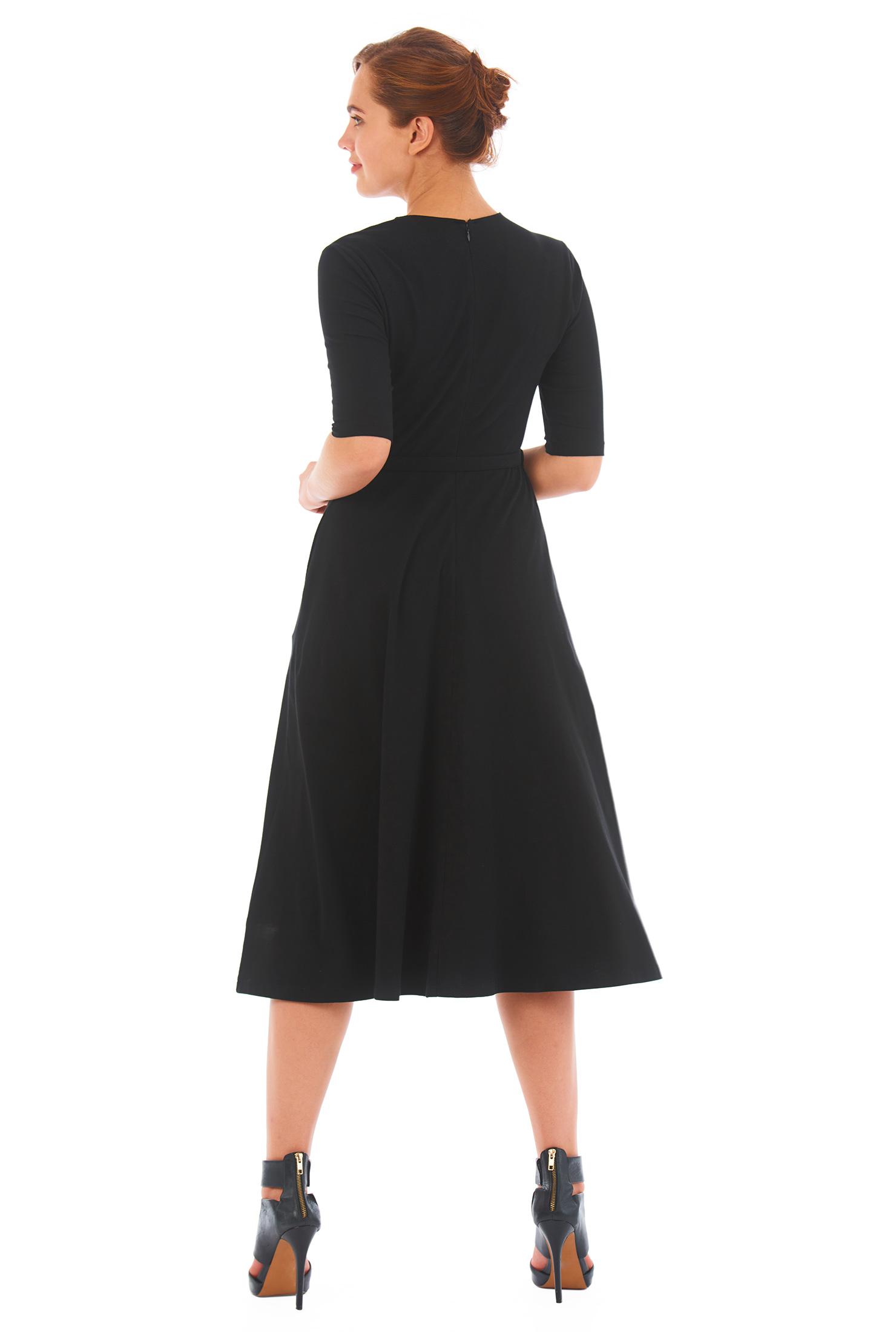 Shop Metallic grommet cotton jersey knit dress eShakti