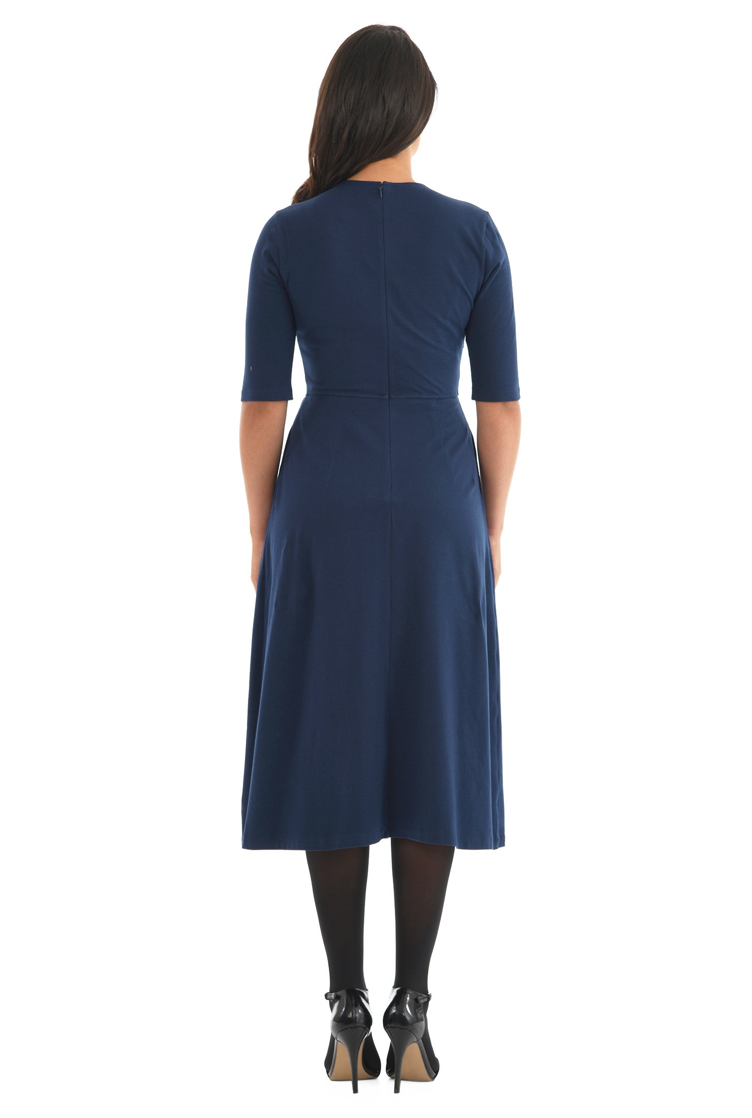 Shop Pleat front cotton jersey knit dress eShakti