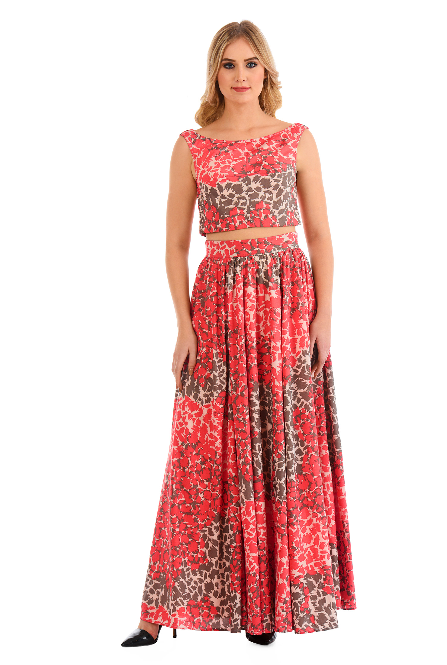 Shop Paintbrush print twopiece maxi dress eShakti