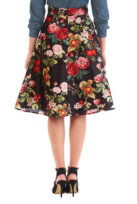 Shop Floral print dupioni pleat skirt | eShakti