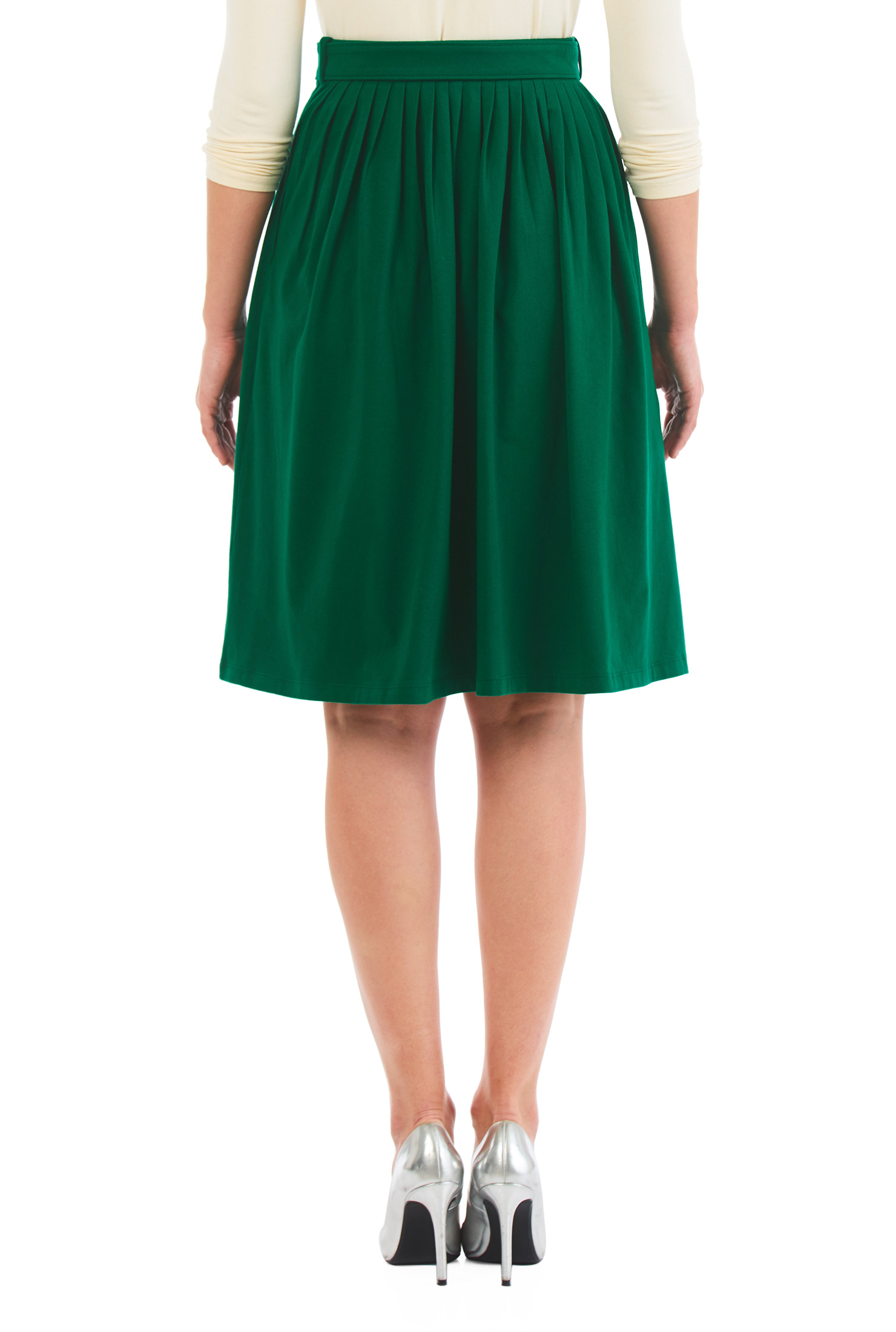 Shop Belted cotton knit skirt eShakti