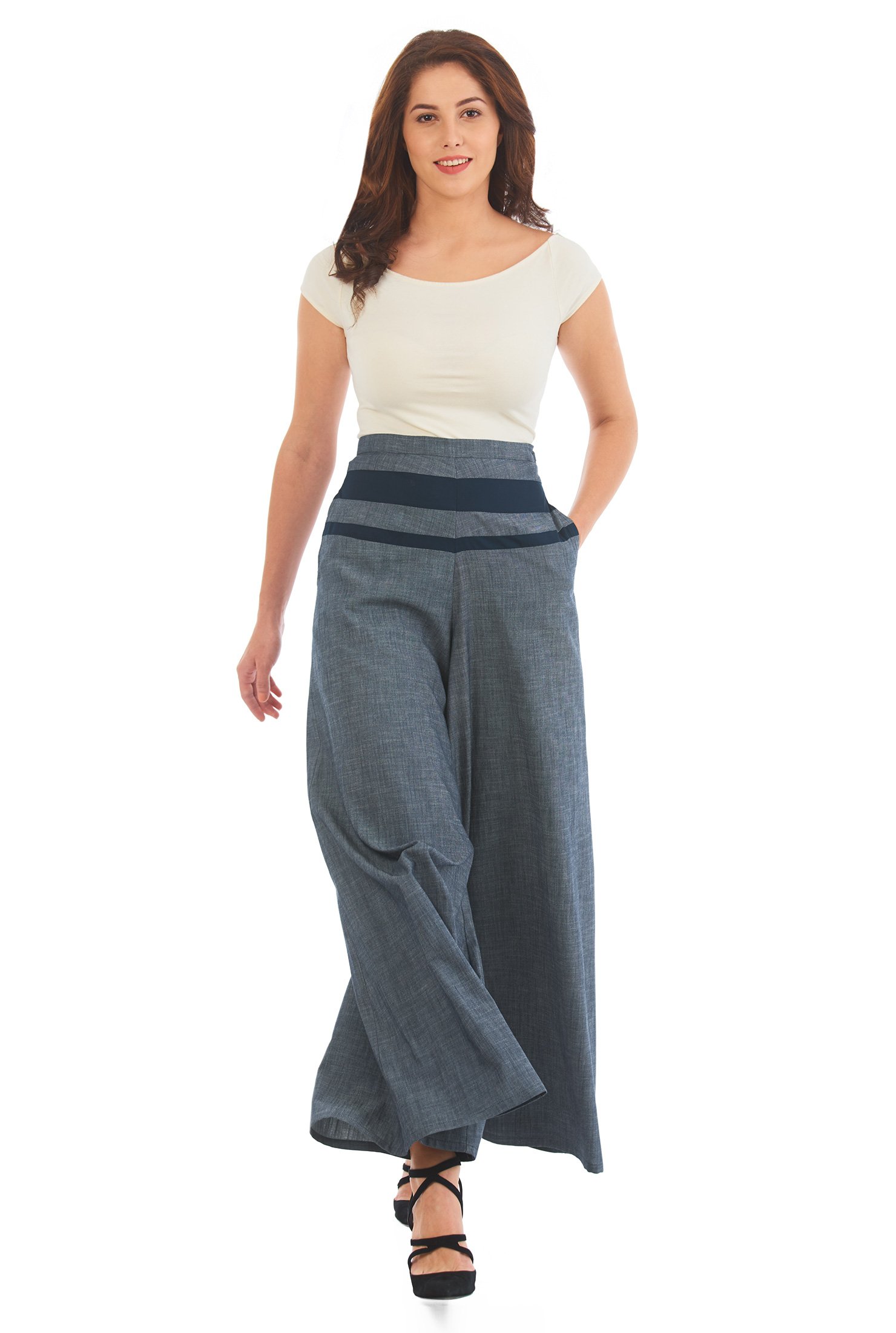 chambray palazzo pants