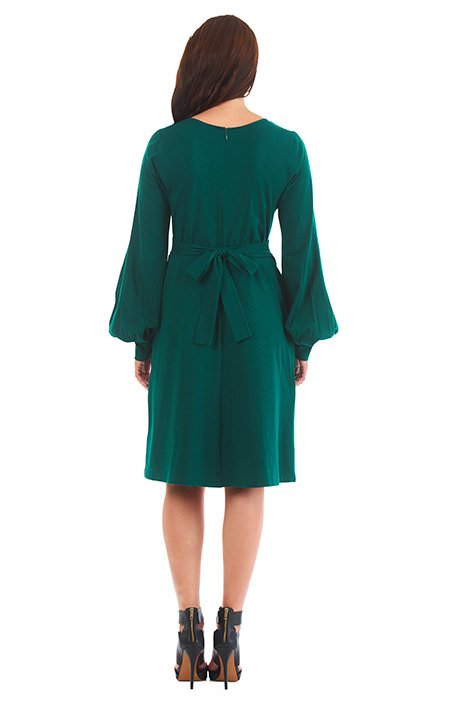 Shop Button trim statement sleeve cotton knit dress | eShakti
