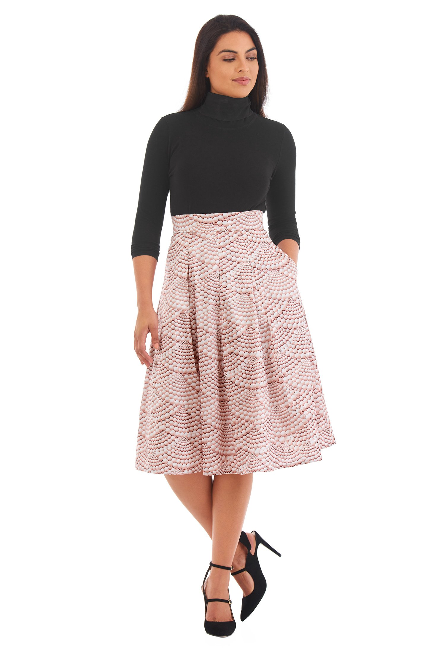 Shop Pearl strand print dupioni full skirt | eShakti