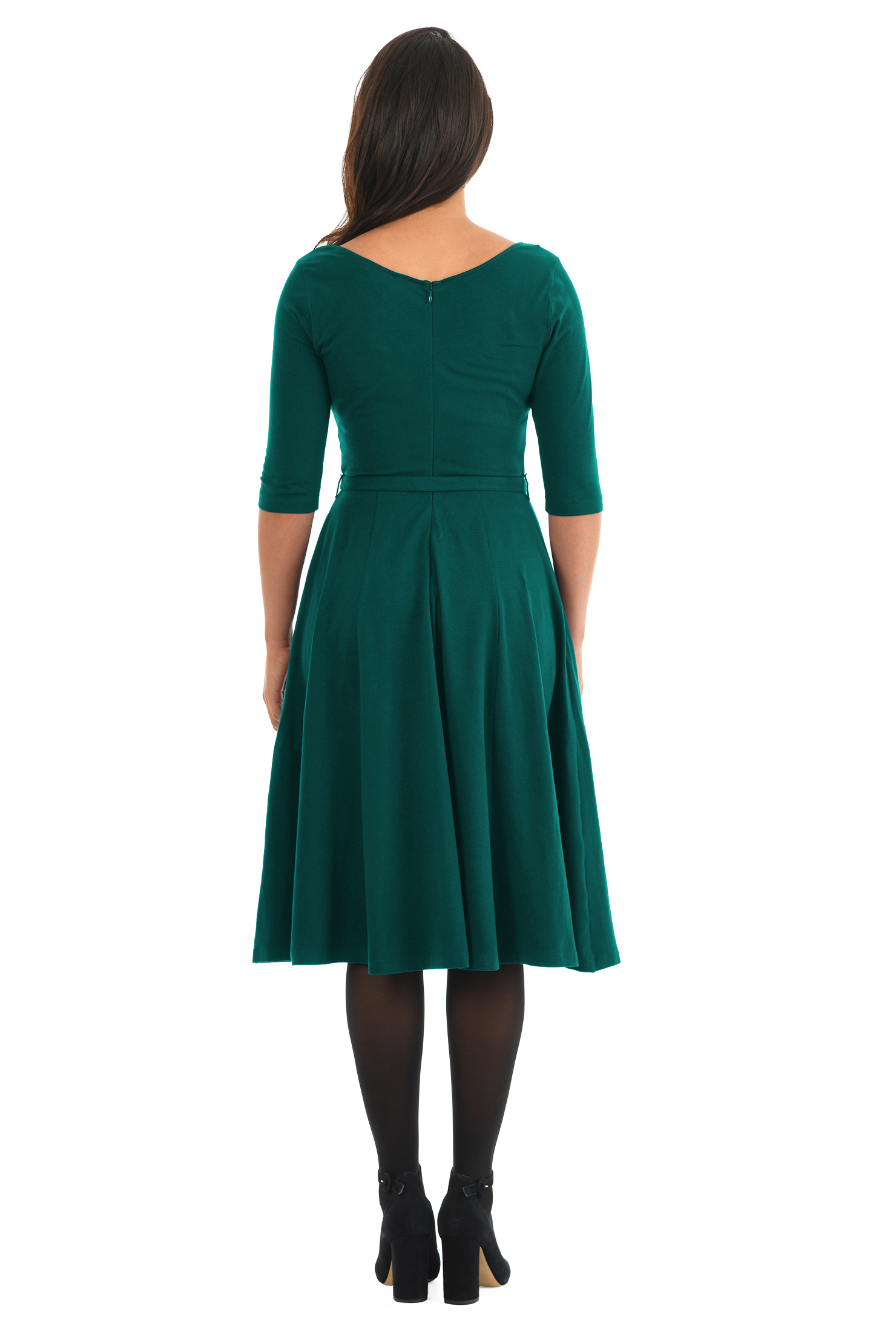 Shop Cotton jersey knit belted dress eShakti