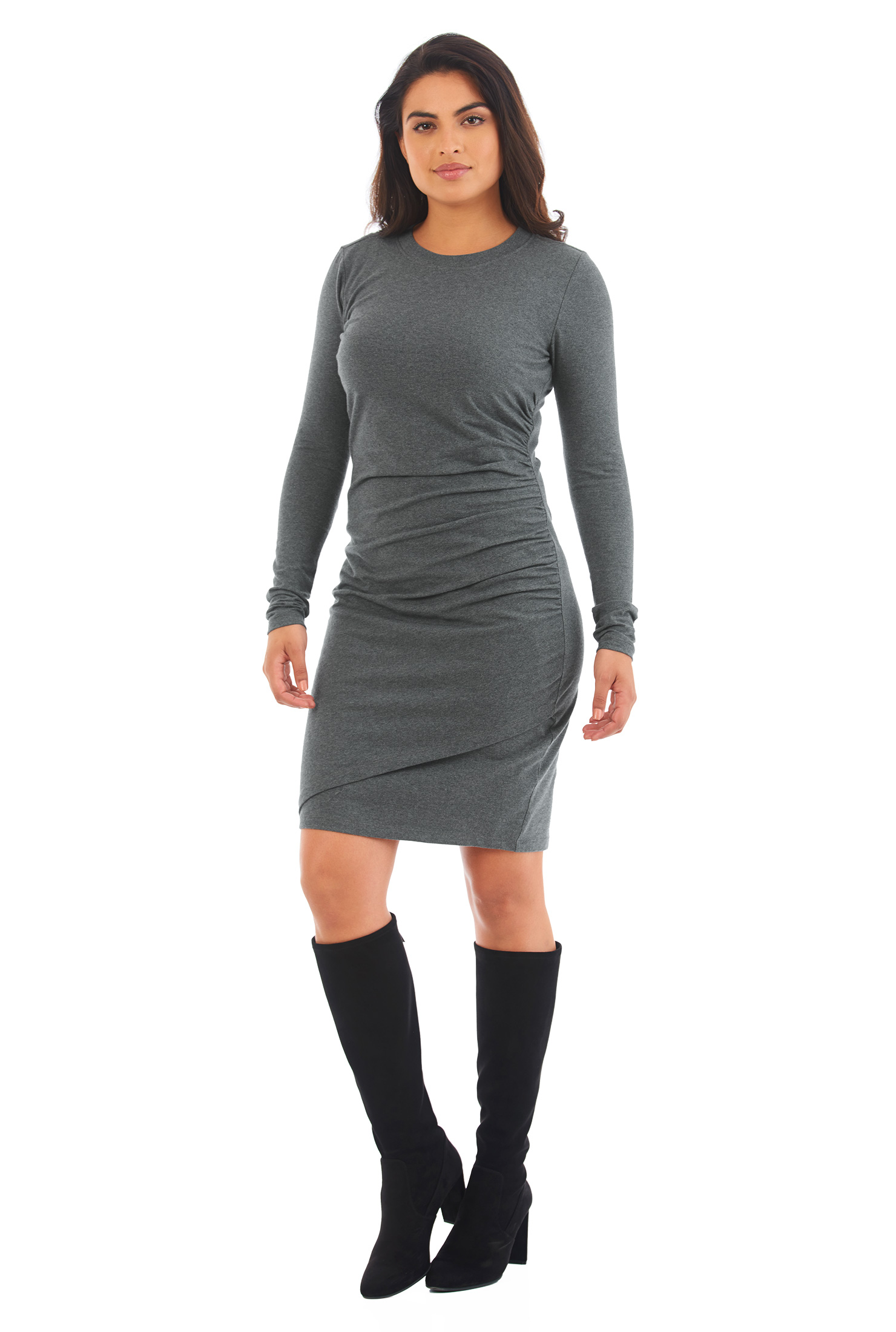 Shop Ruched cotton knit sheath dress eShakti