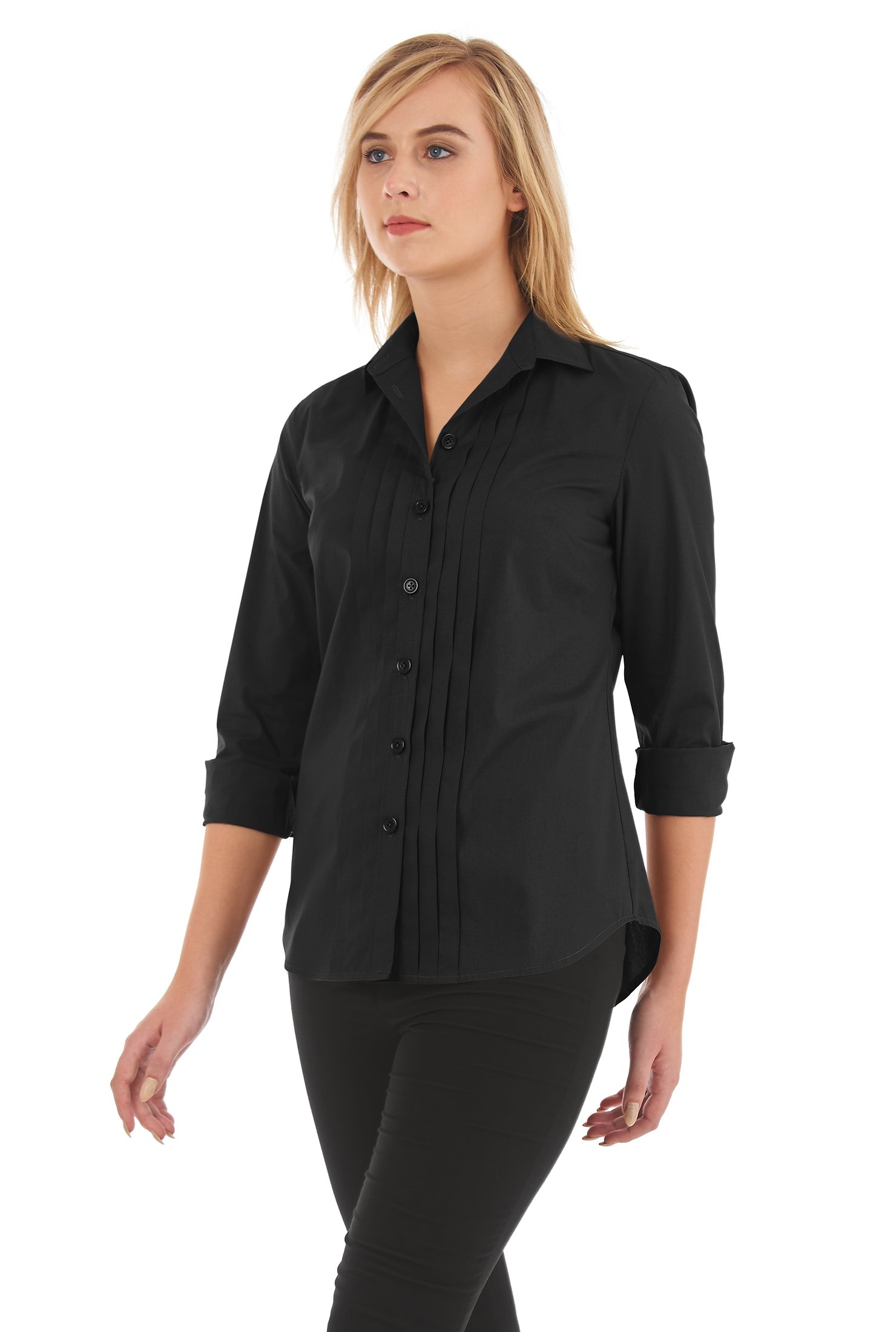 Shop Pleat front poplin shirt | eShakti