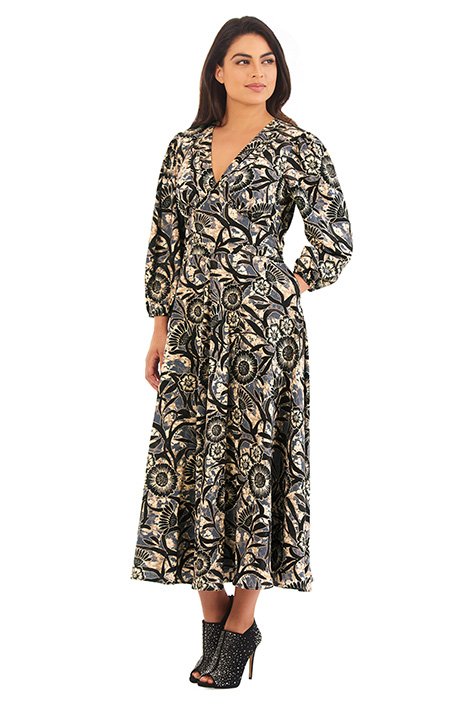 Shop Floral batik print empire crepe dress | eShakti