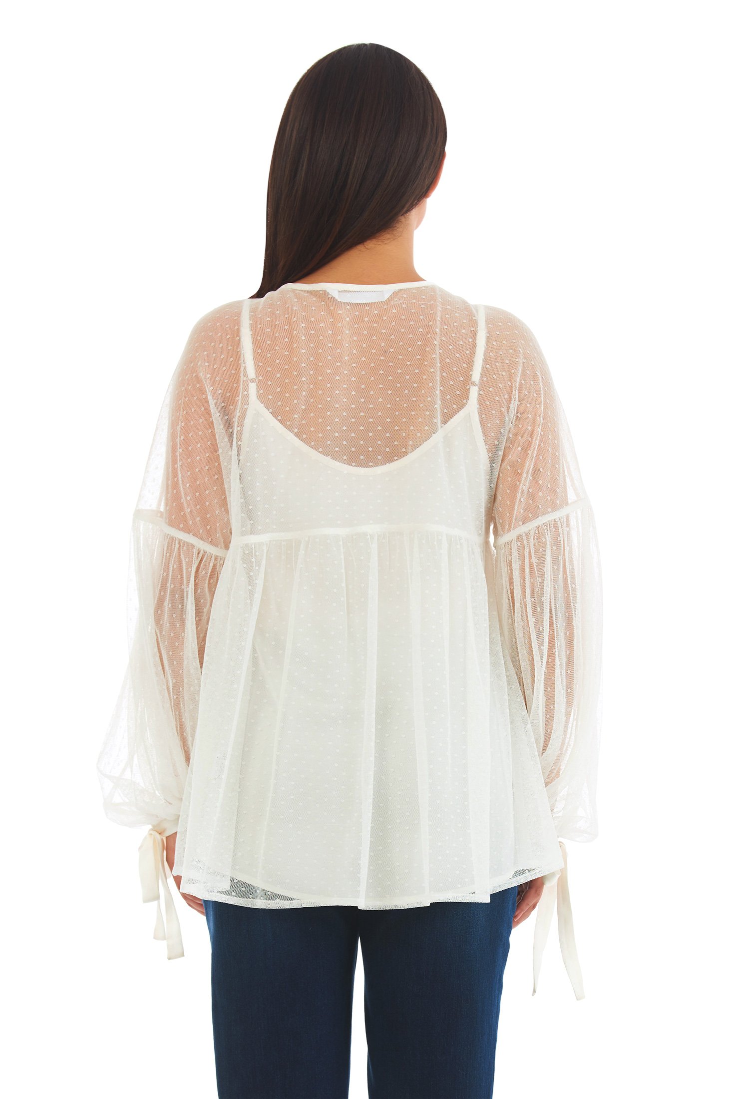 Shop Sheer polka dot tulle ruched top | eShakti