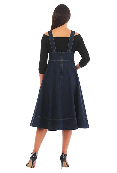 Deep indigo denim button jumper dress