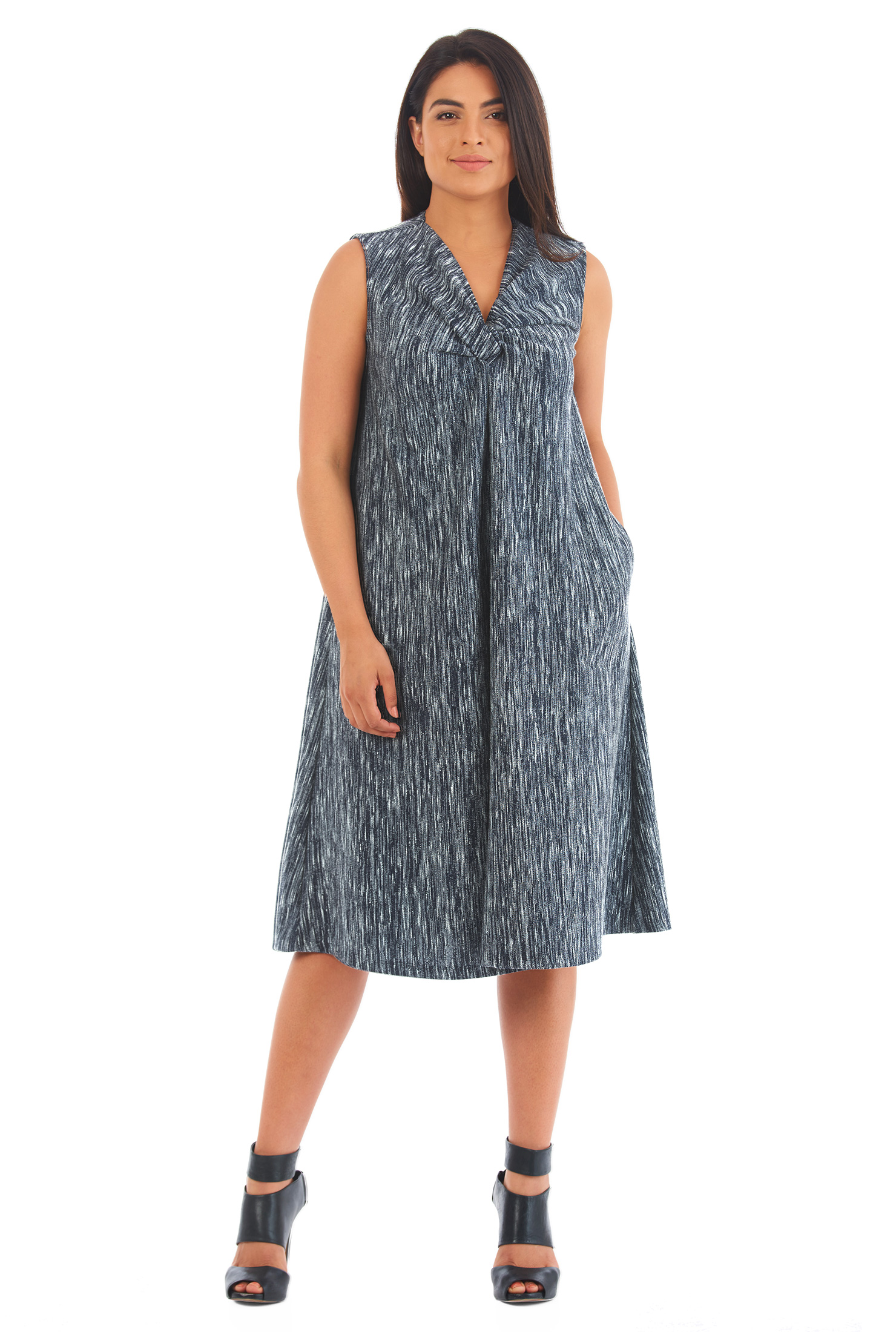 Shop Twisted spacedyed knit shift dress eShakti