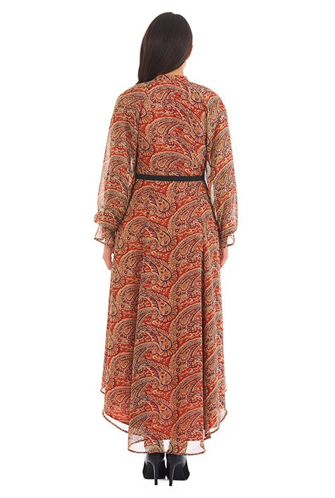 Split Neck Paisley Print Dress