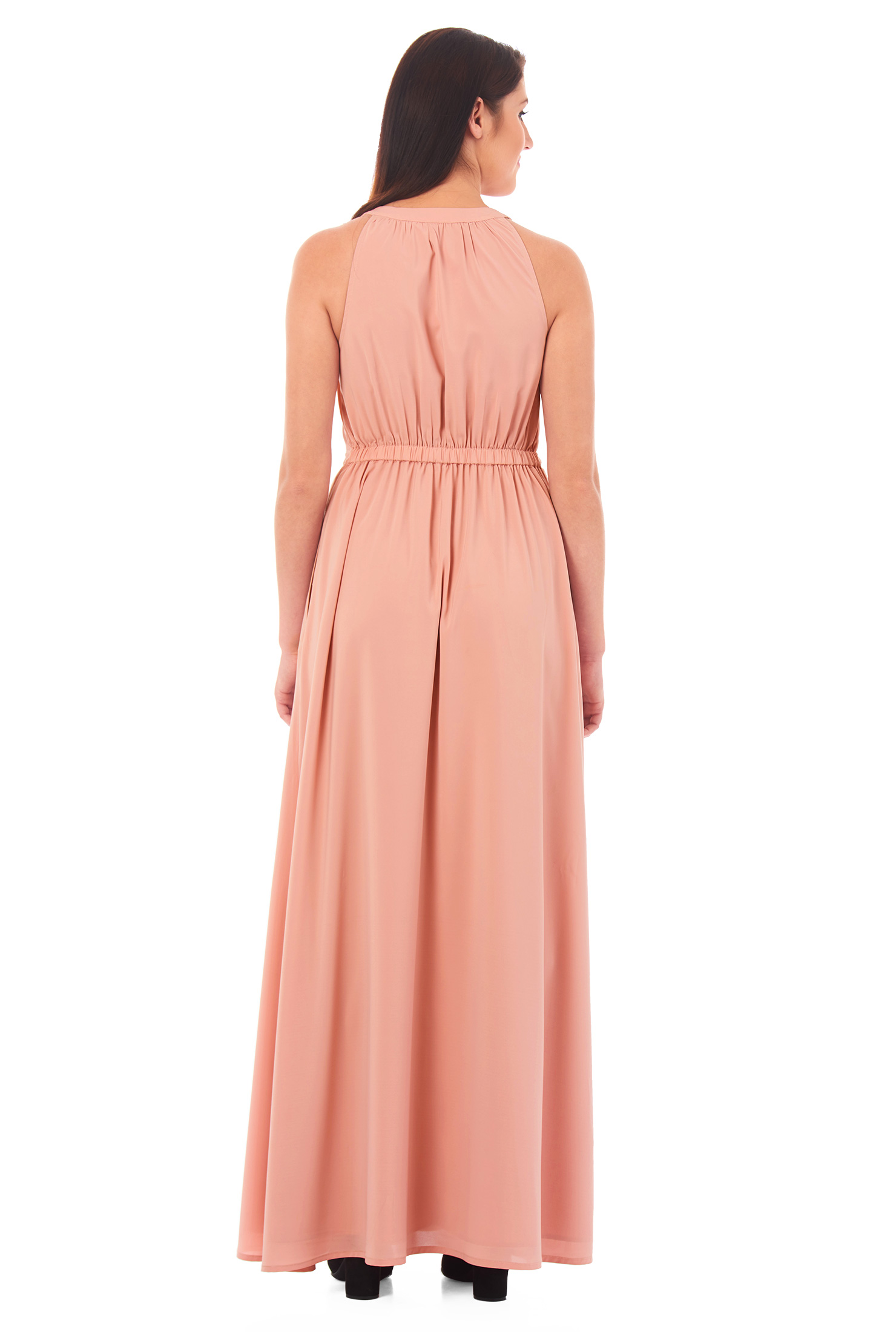 Shop Drawstring waist crepe maxi dress eShakti