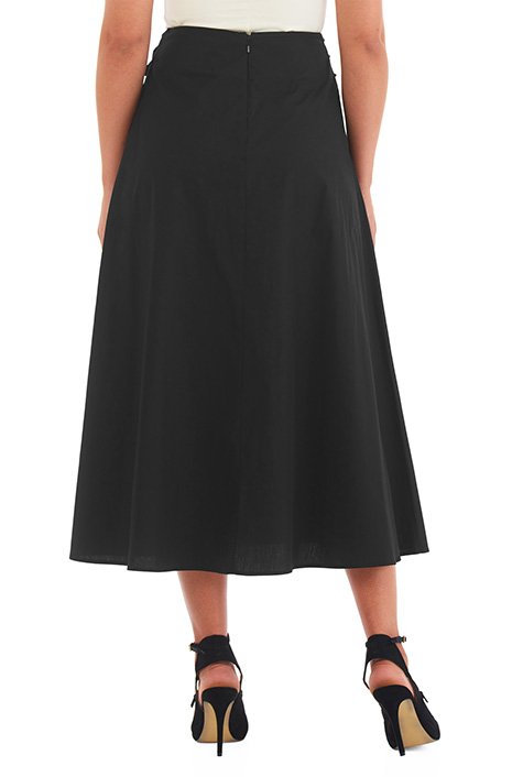 Shop Side button pleat waist cotton poplin midi skirt | eShakti