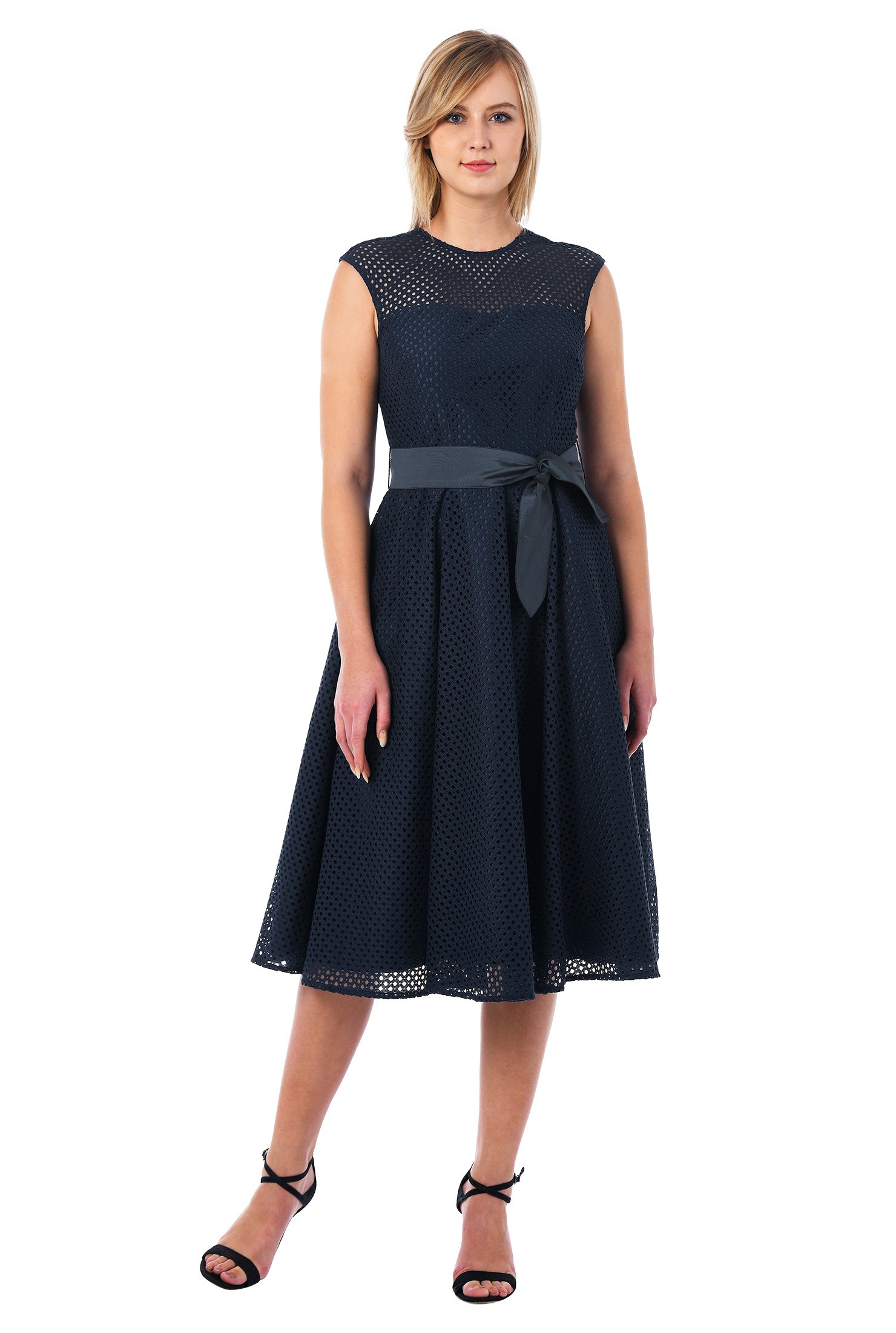 Shop Eyelet illusion taffeta dress | eShakti