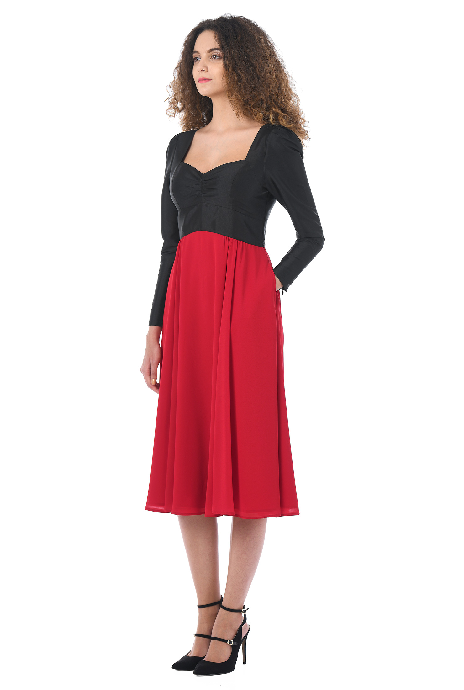 Shop Juliet sleeve taffeta and dress eShakti