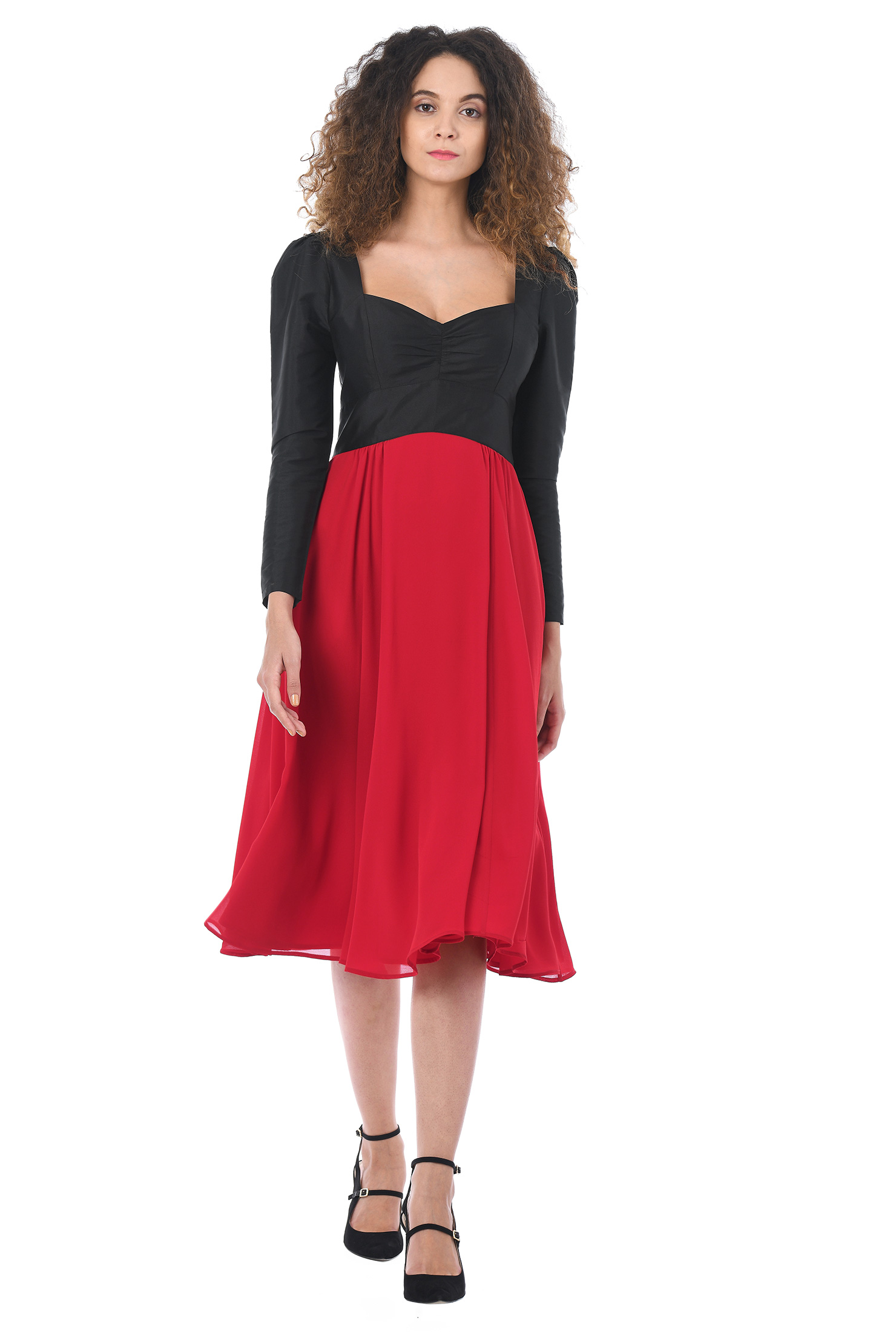 Shop Juliet sleeve taffeta and dress eShakti