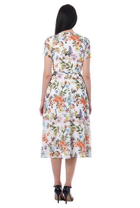 Shop Floral print georgette midi wrap dress | eShakti