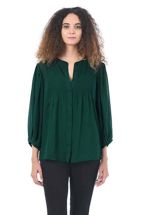 Shop Pintuck pleat georgette top | eShakti