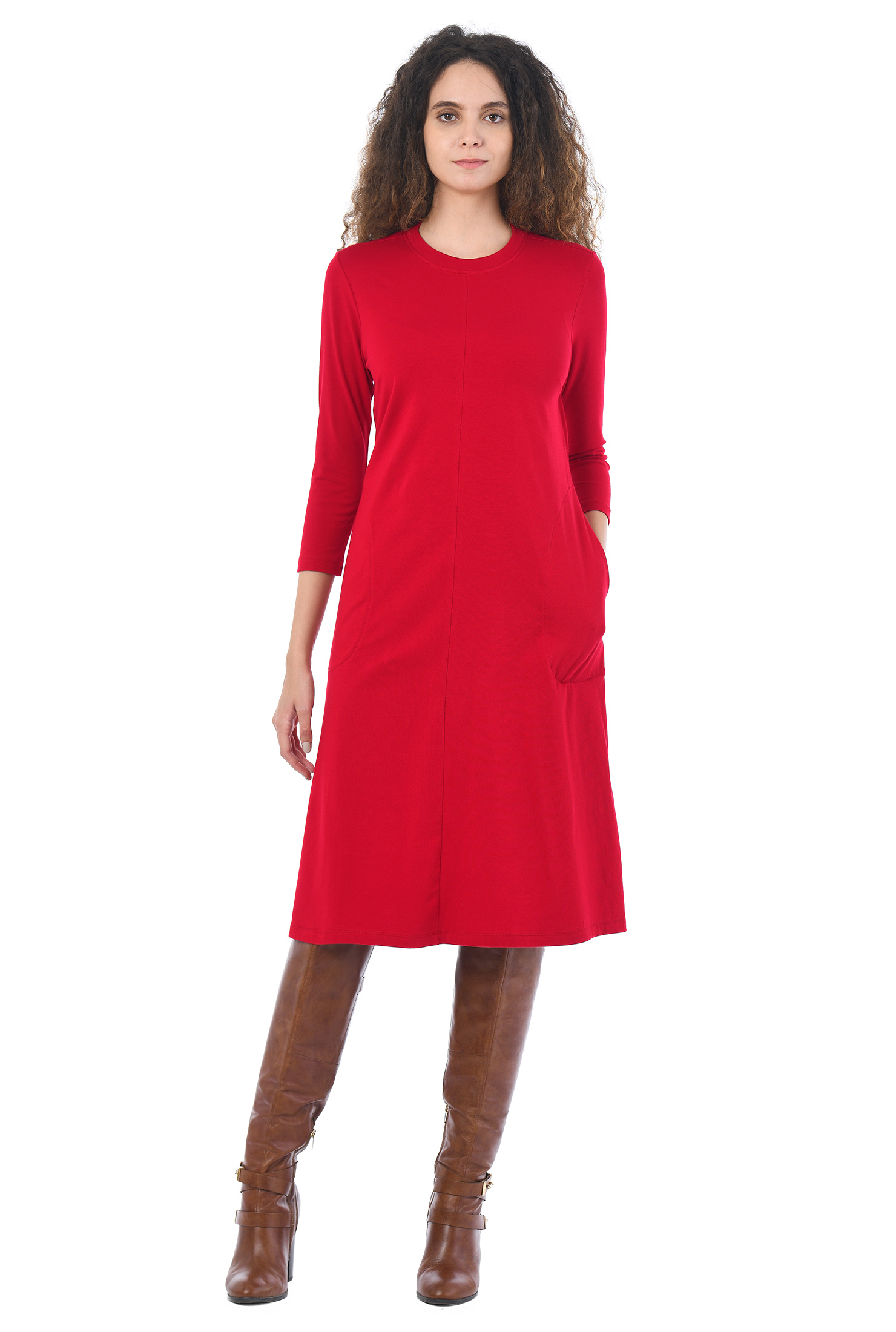 Shop Cotton jersey knit shift dress eShakti