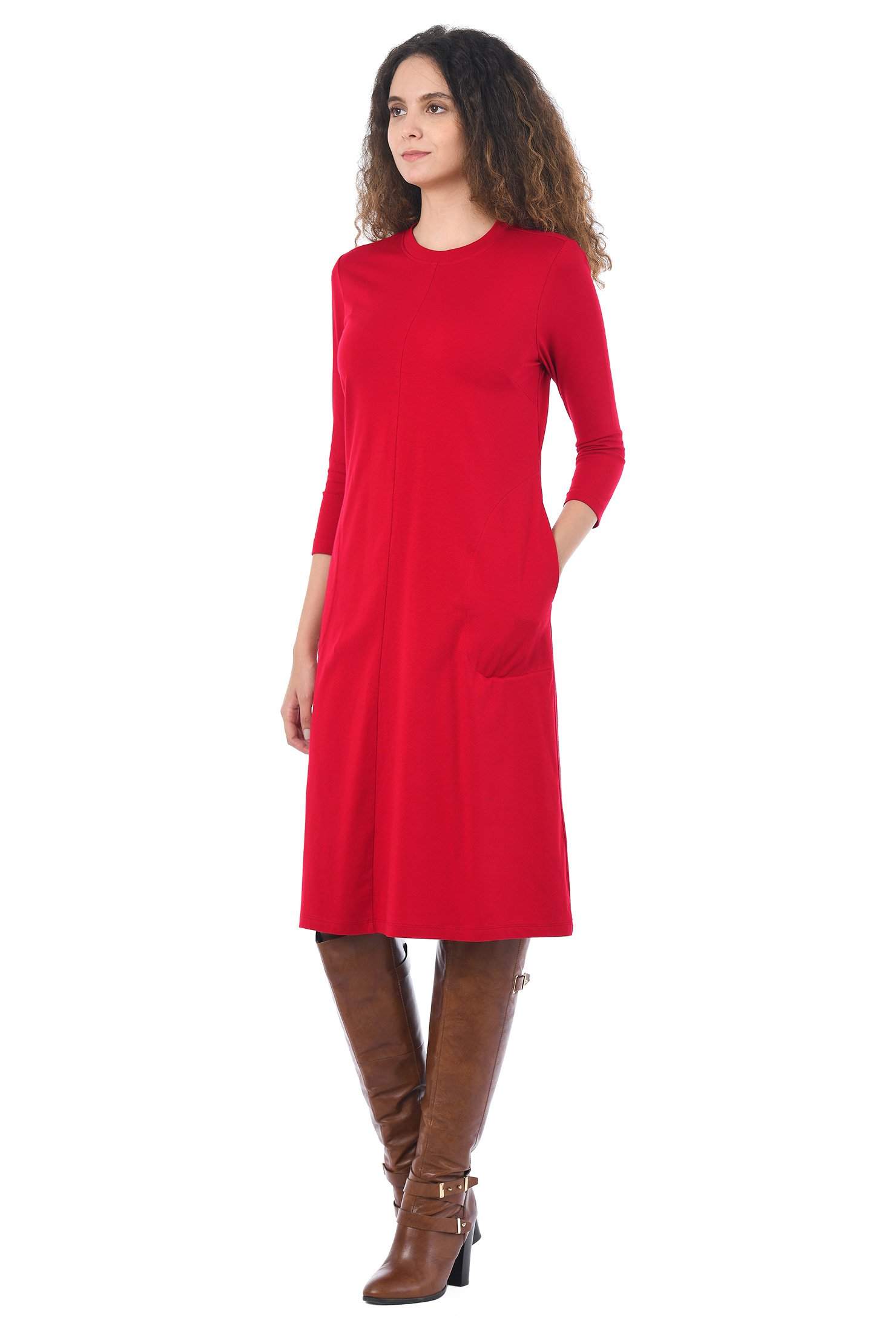 Shop Cotton jersey knit shift dress eShakti