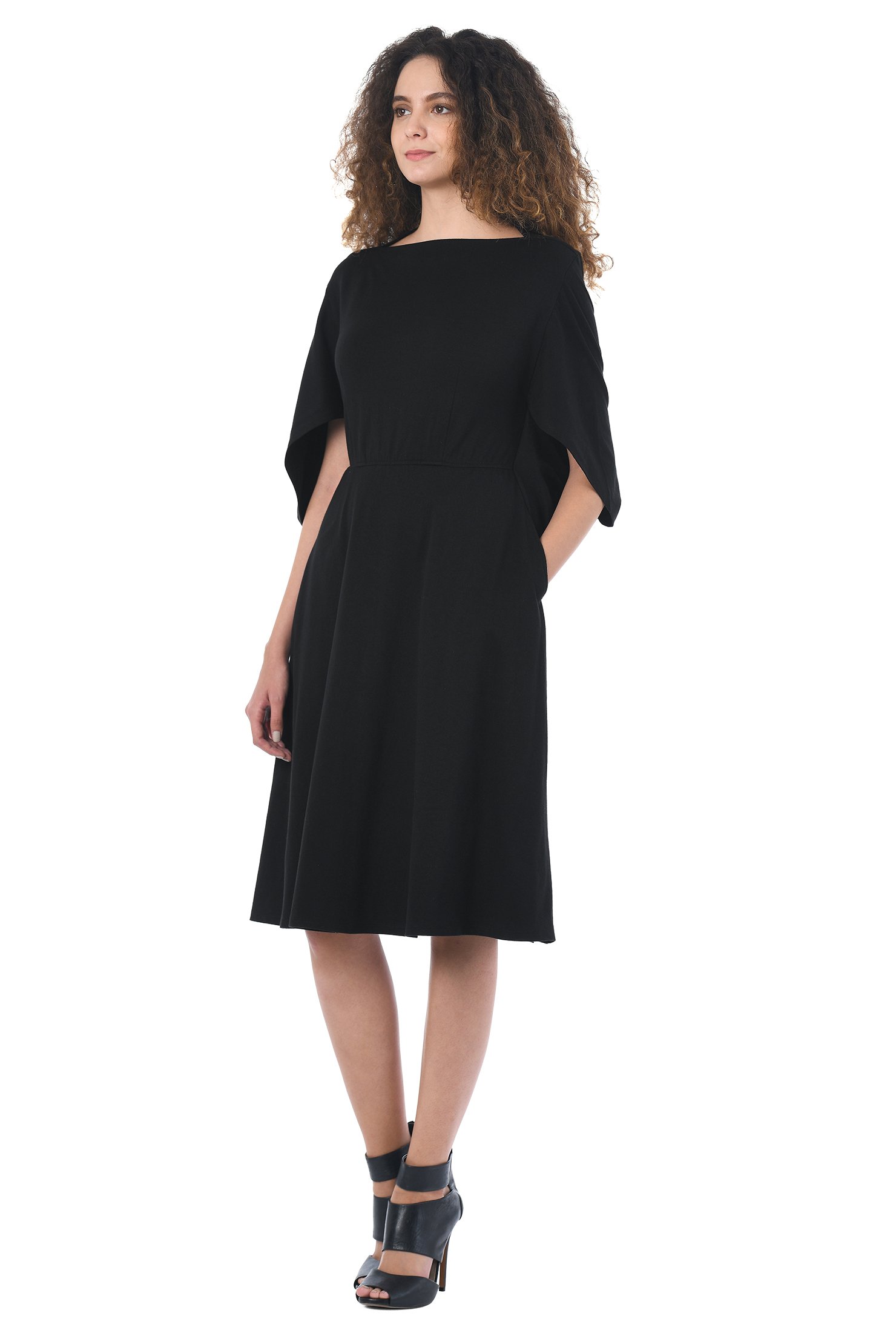 Shop Cape sleeve cotton knit dress | eShakti