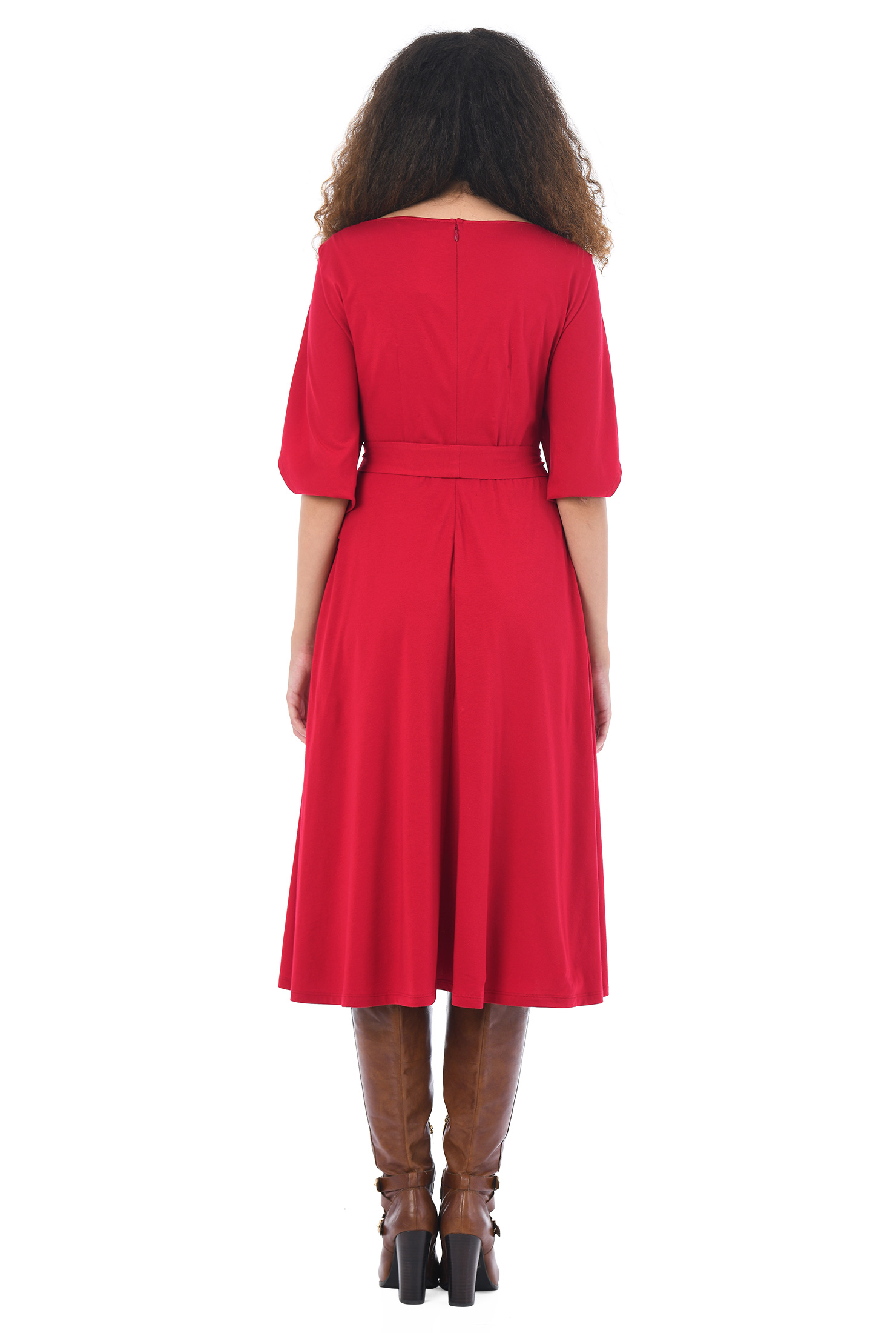 Shop Cape sleeve cotton knit dress eShakti