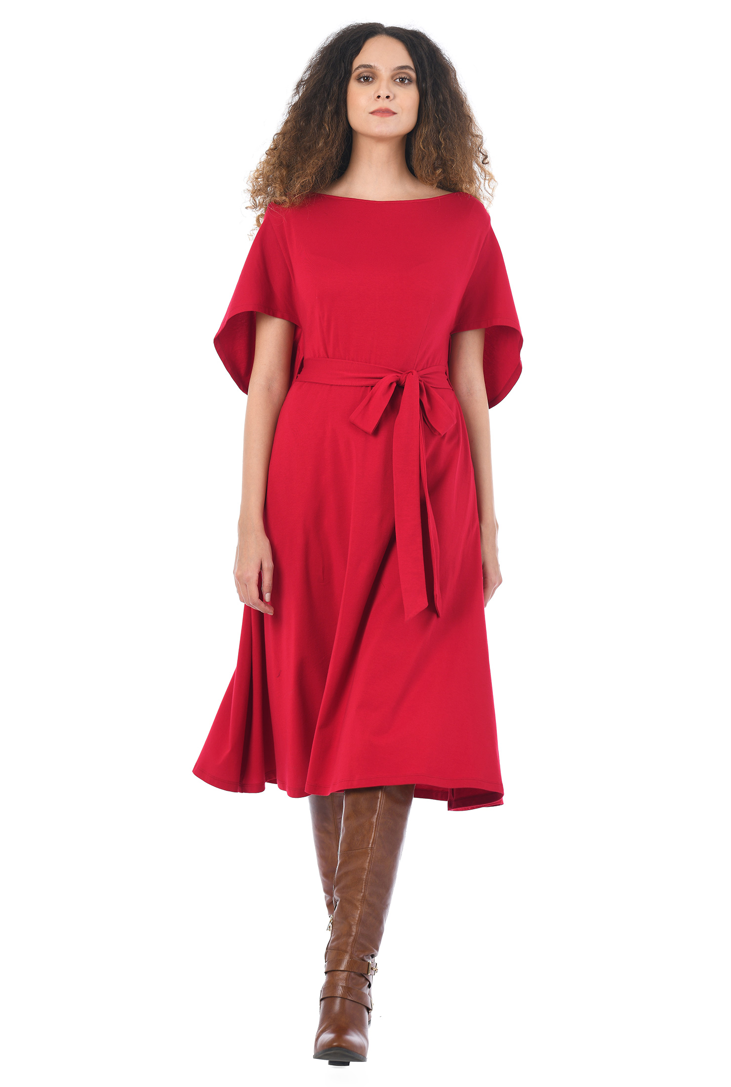 Shop Cape sleeve cotton knit dress eShakti