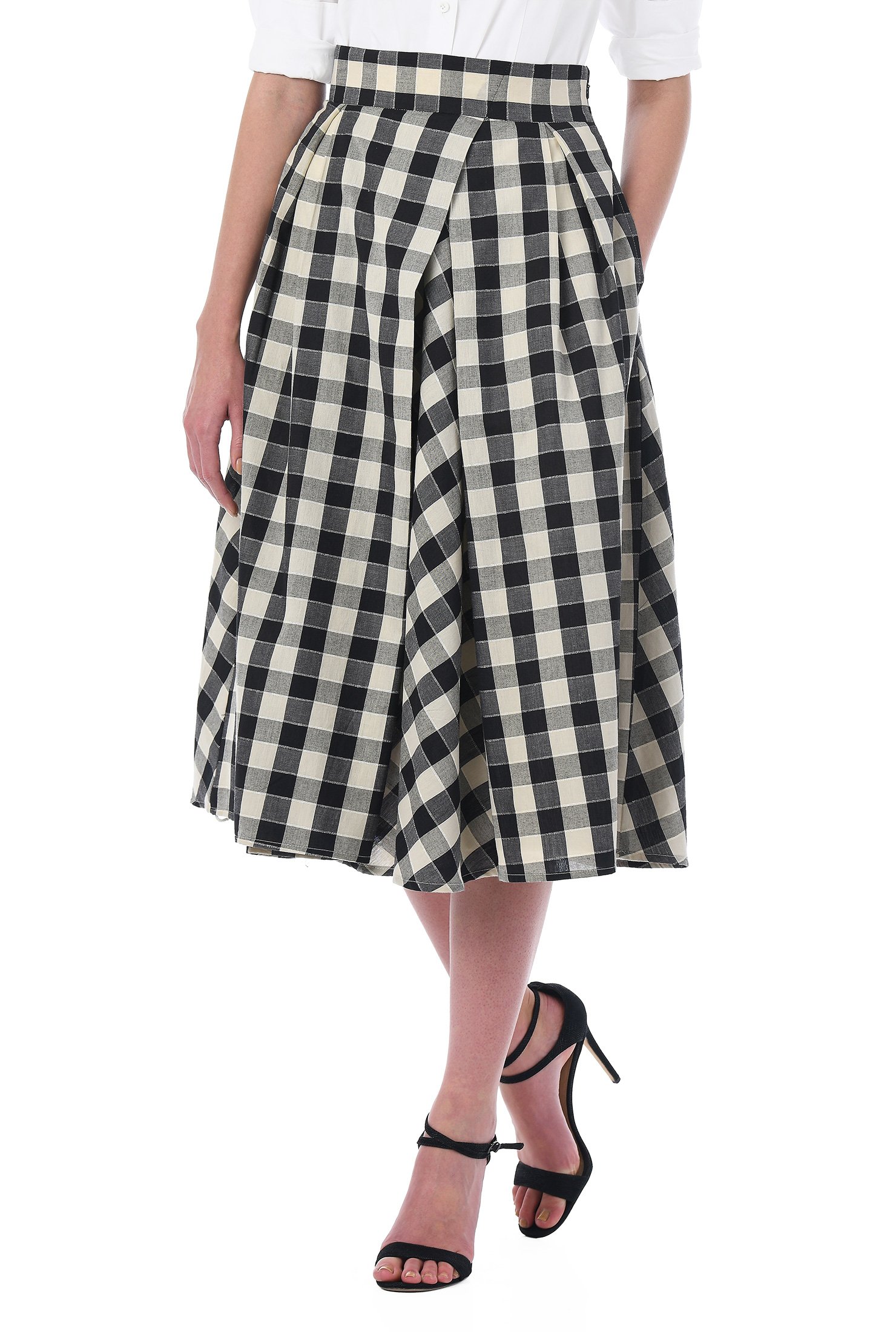 Shop Buffalo check godet pleat full skirt | eShakti