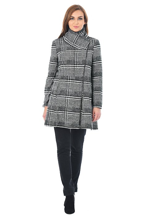 Shop Houndstooth wool blend side zip front jacket | eShakti