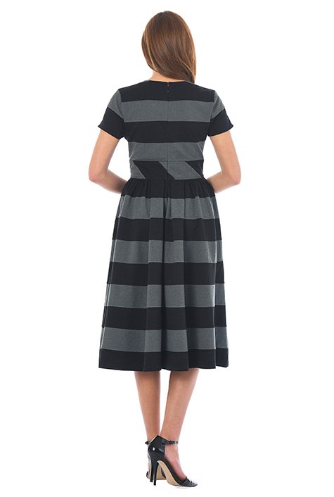 Shop Banded stripe cotton knit dress | eShakti