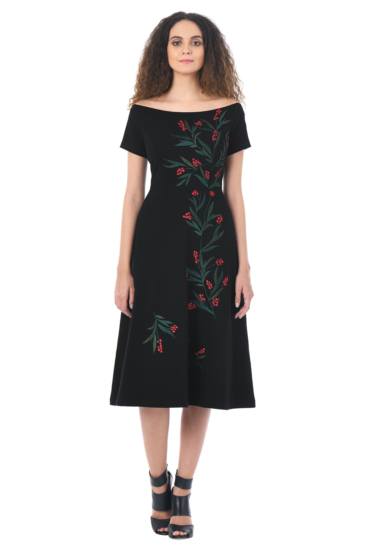 Shop Berry embellished cotton knit dress | eShakti