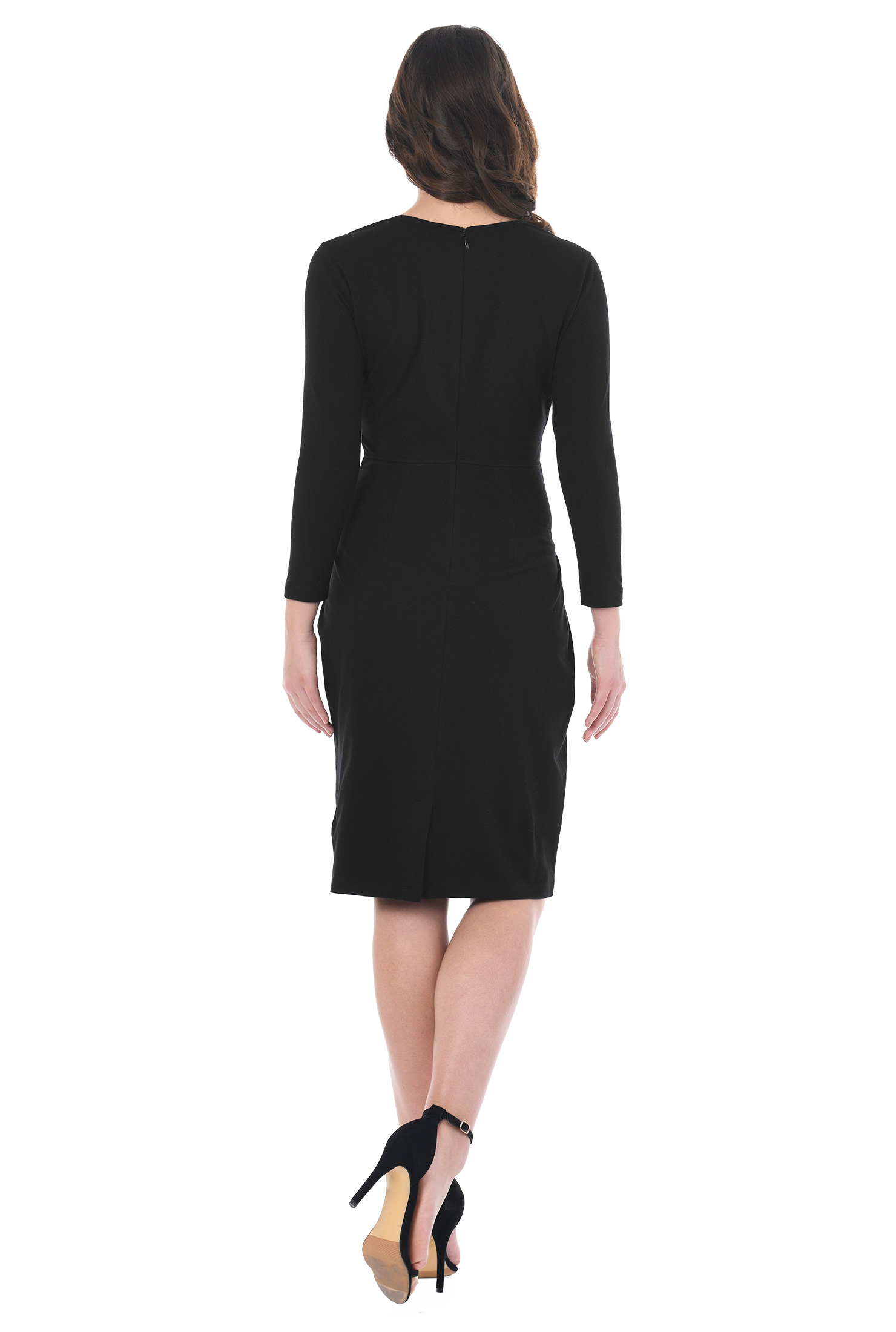 Shop Asymmetric ruched front cotton knit dress eShakti