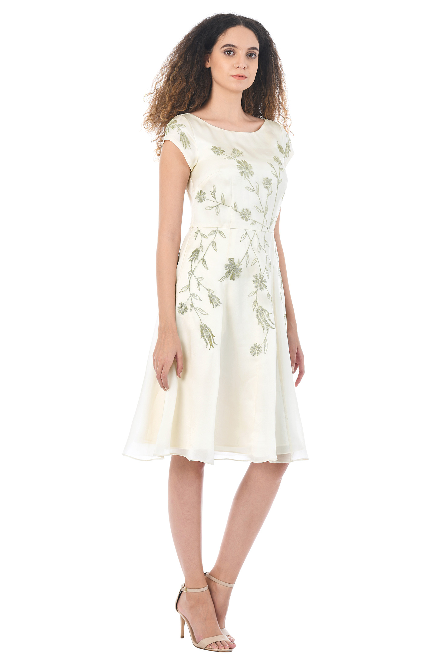 Shop Floral embellished silk organza dress eShakti