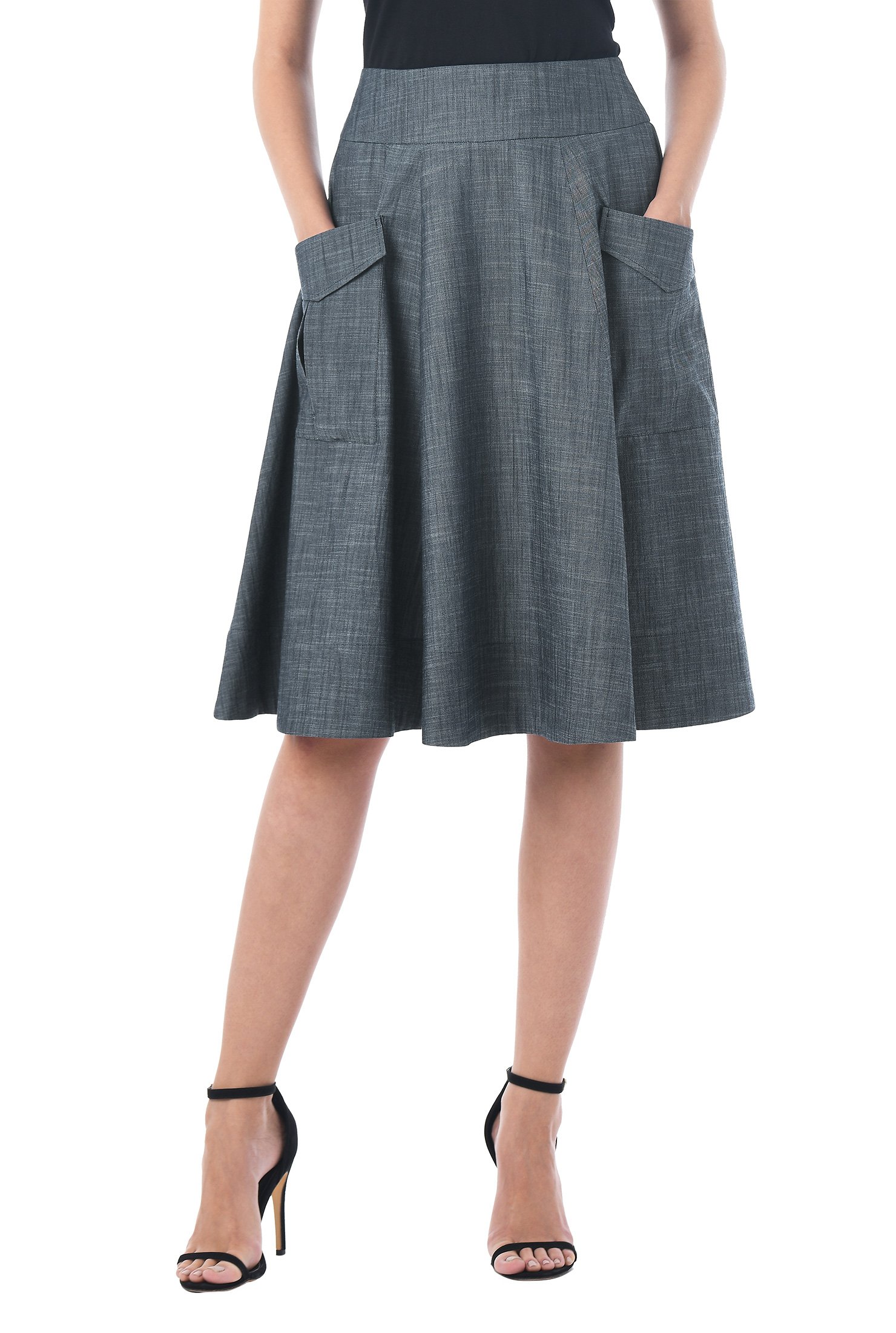 Shop Cargo pocket cotton chambray skirt | eShakti