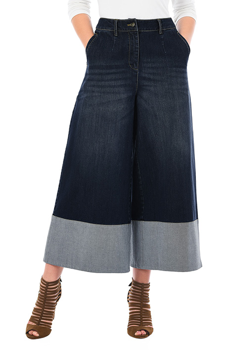 Shop Two tone denim palazzo pants eShakti