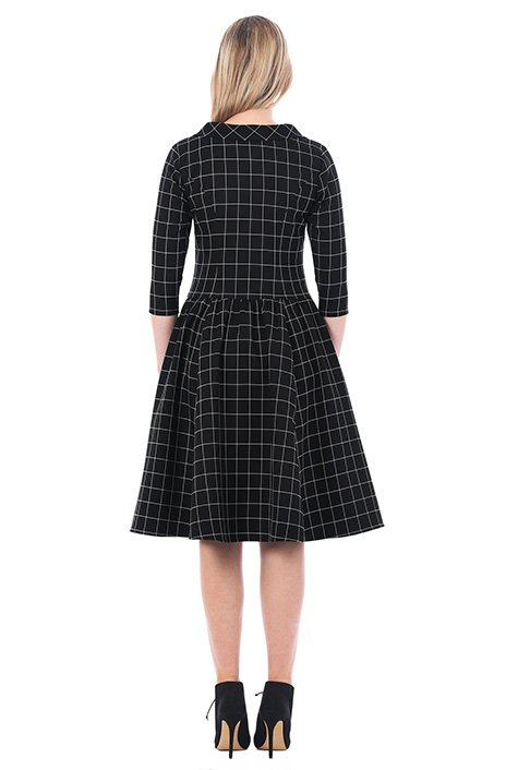 Shop Windowpane twill check coat style dress | eShakti