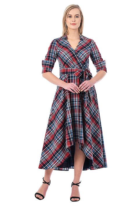 High low plaid dress hotsell