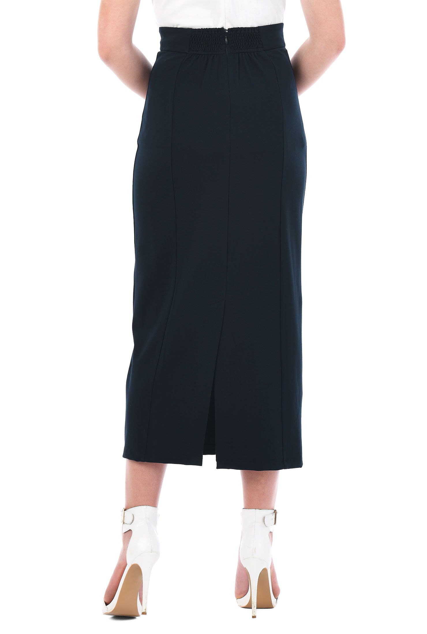 Shop Ponte knit midi pencil skirt | eShakti