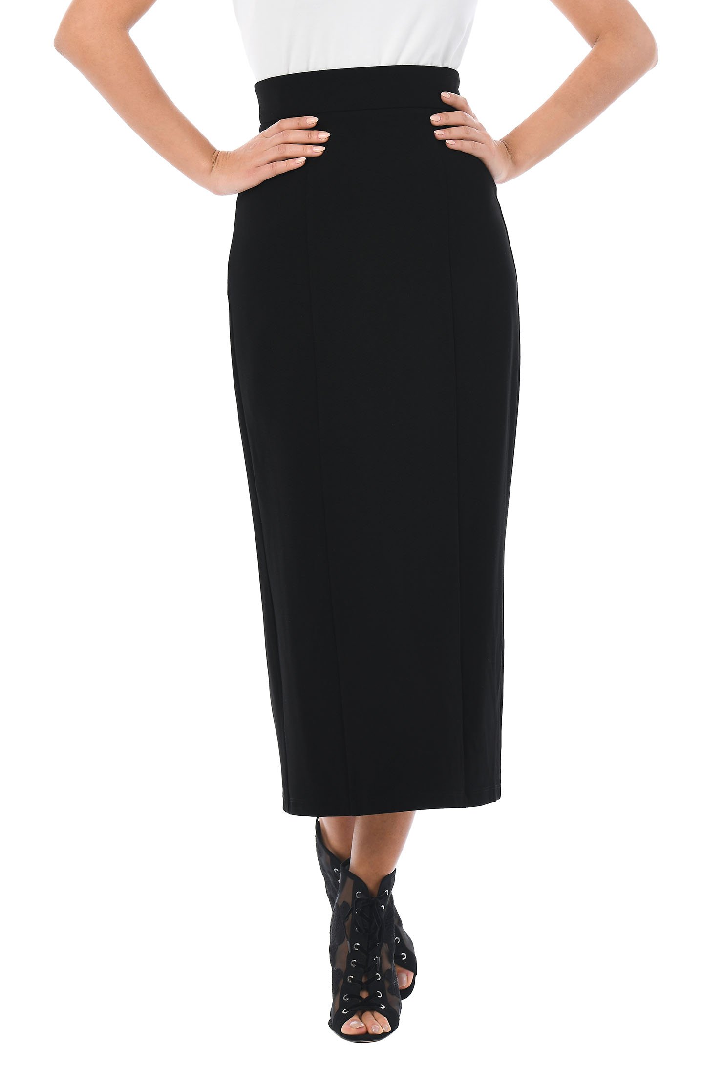 ponte midi pencil skirt