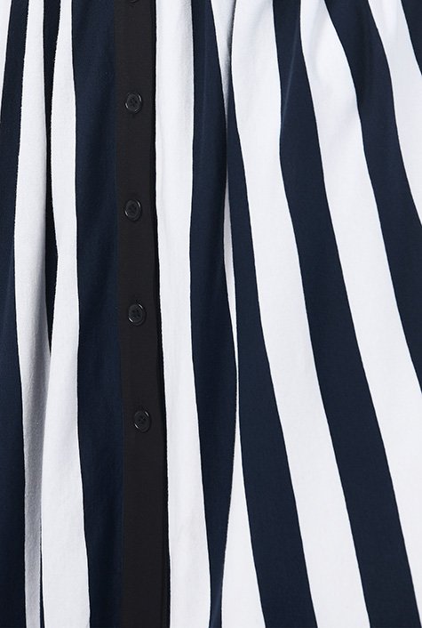 Shop Contrast trim stripe cotton knit shirtdress | eShakti