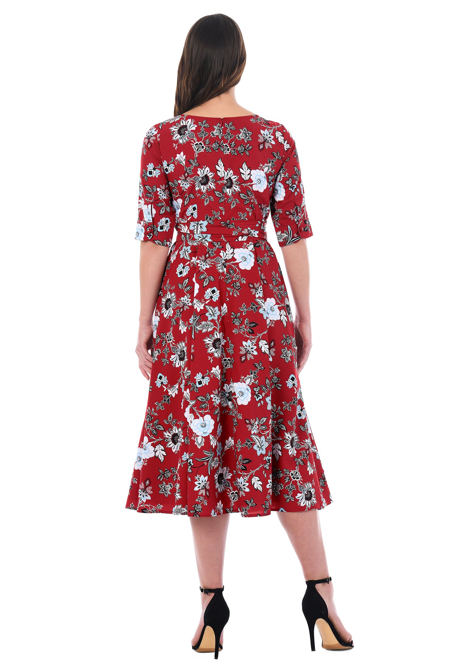 Shop Floral print crepe surplice dress | eShakti