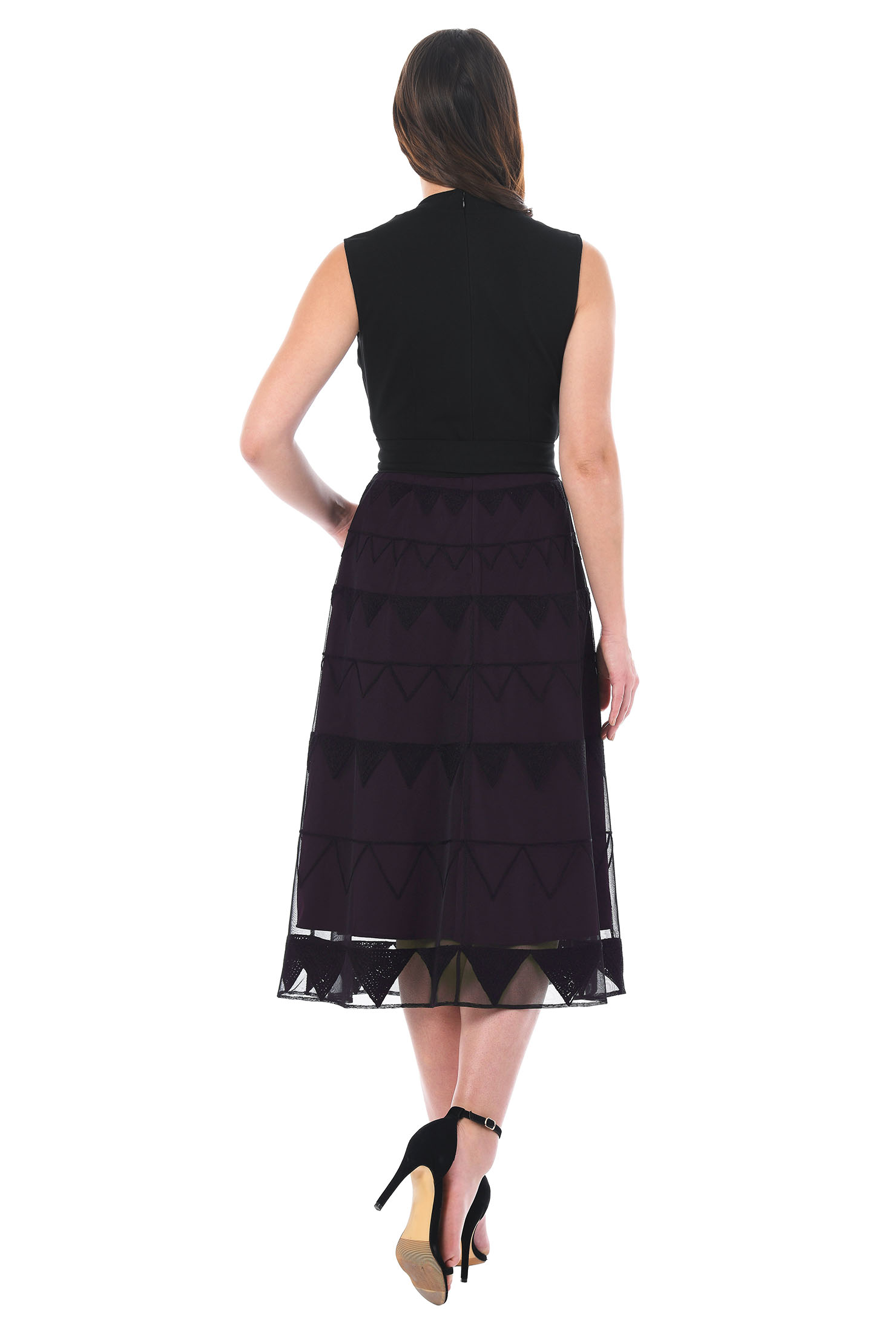 Shop Graphic embellished mixed media dress eShakti