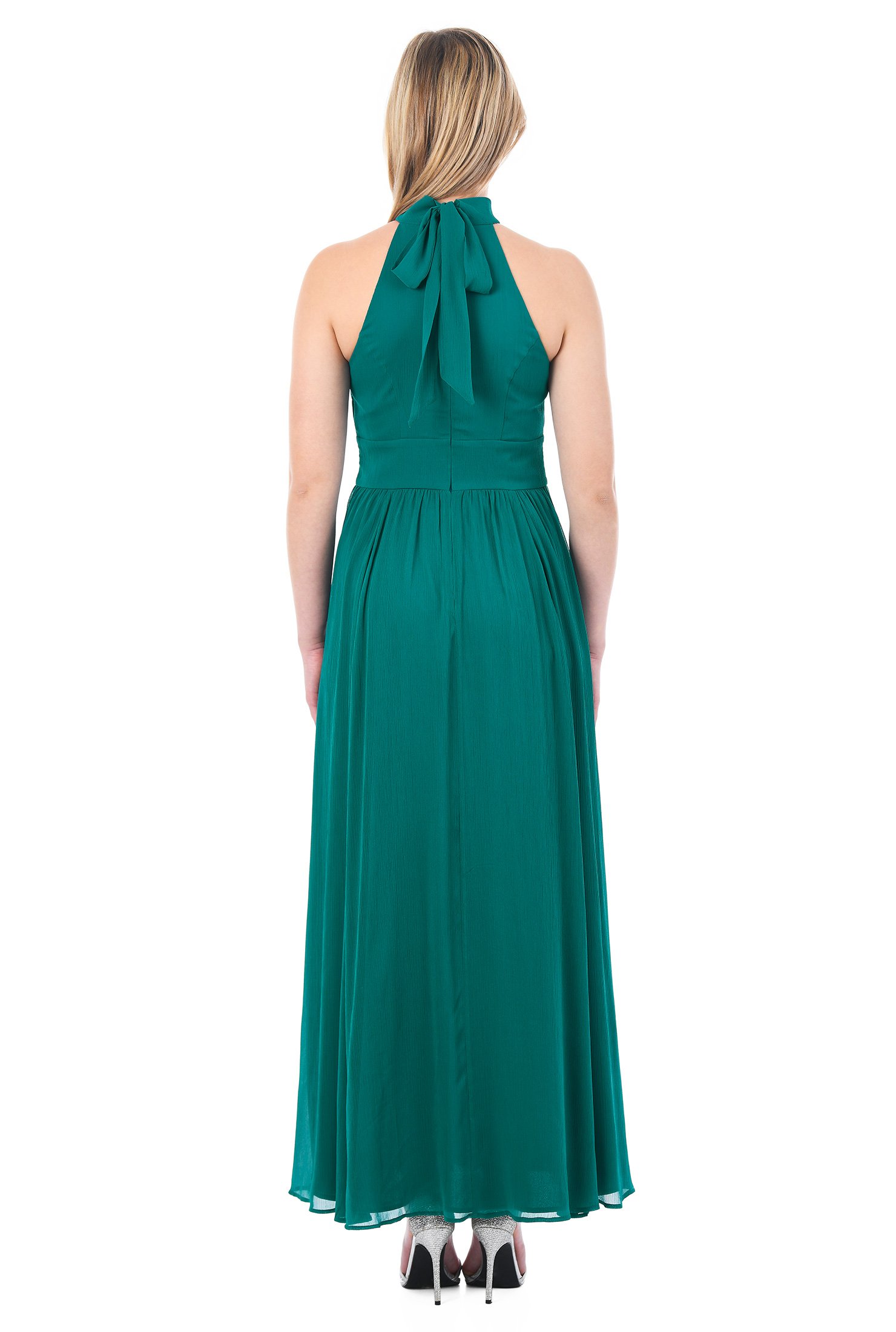 Shop Choker collar chiffon maxi dress | eShakti