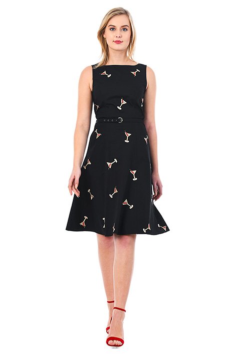 Shop Embellished poplin belt dress | eShakti