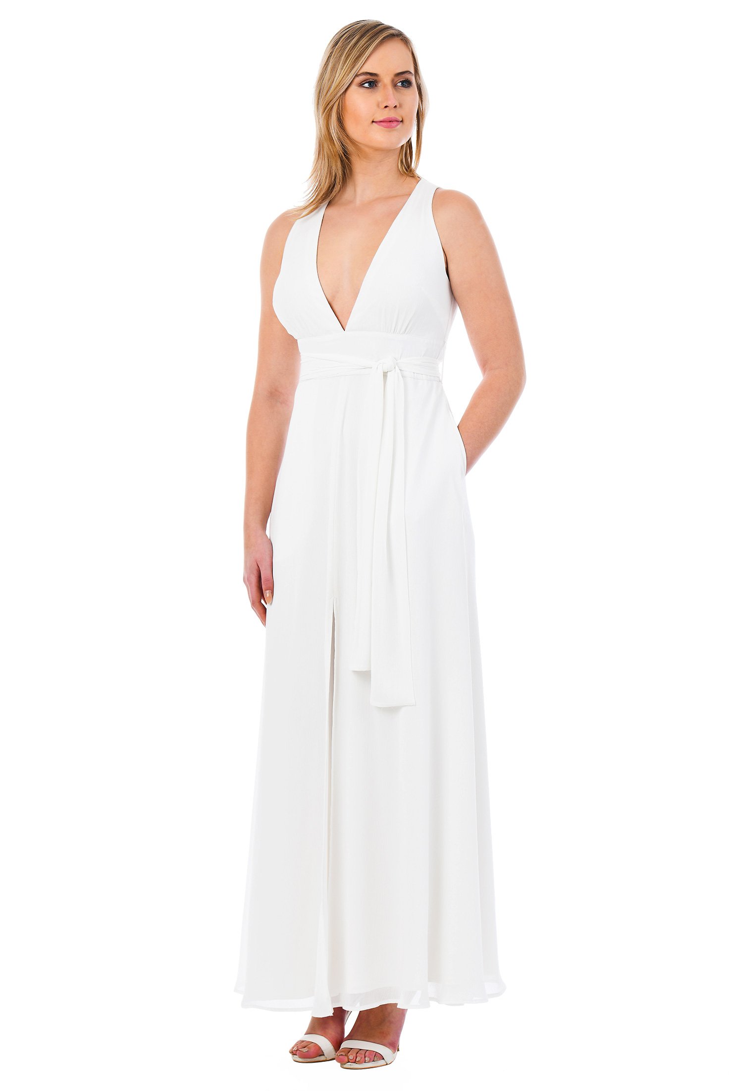 Shop Banded empire chiffon maxi dress | eShakti