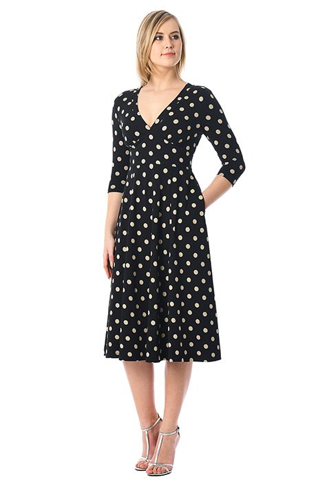 Shop Banded Empire Polka Dot Cotton Knit Dress 