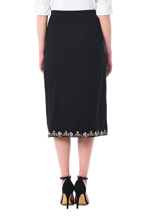 Shop Floral embellished cotton knit skirt | eShakti