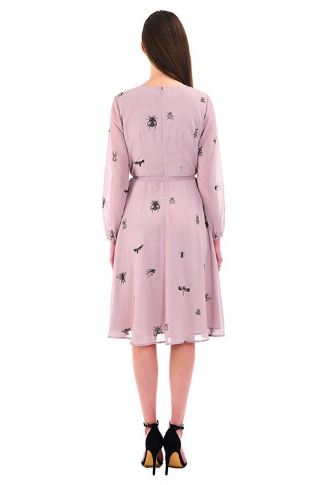 Shop Ruffle insect print georgette faux-wrap dress