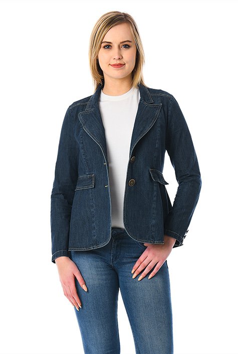 Chambray Blue Notch Collar Blazer - WOMEN Jackets & Coats